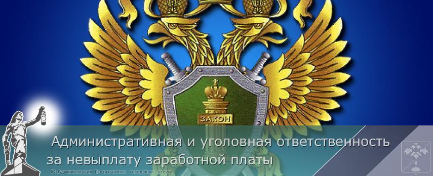  Административная и уголовная ответственность за невыплату заработной платы  | Администрация муниципального округа город Партизанск Приморского края Официальный сайт